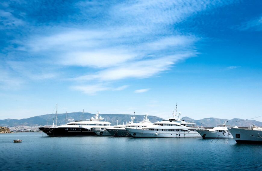 Superyachts in a marina